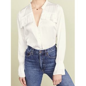 Paige Anguilla Satin Ruffle Top Size SMALL